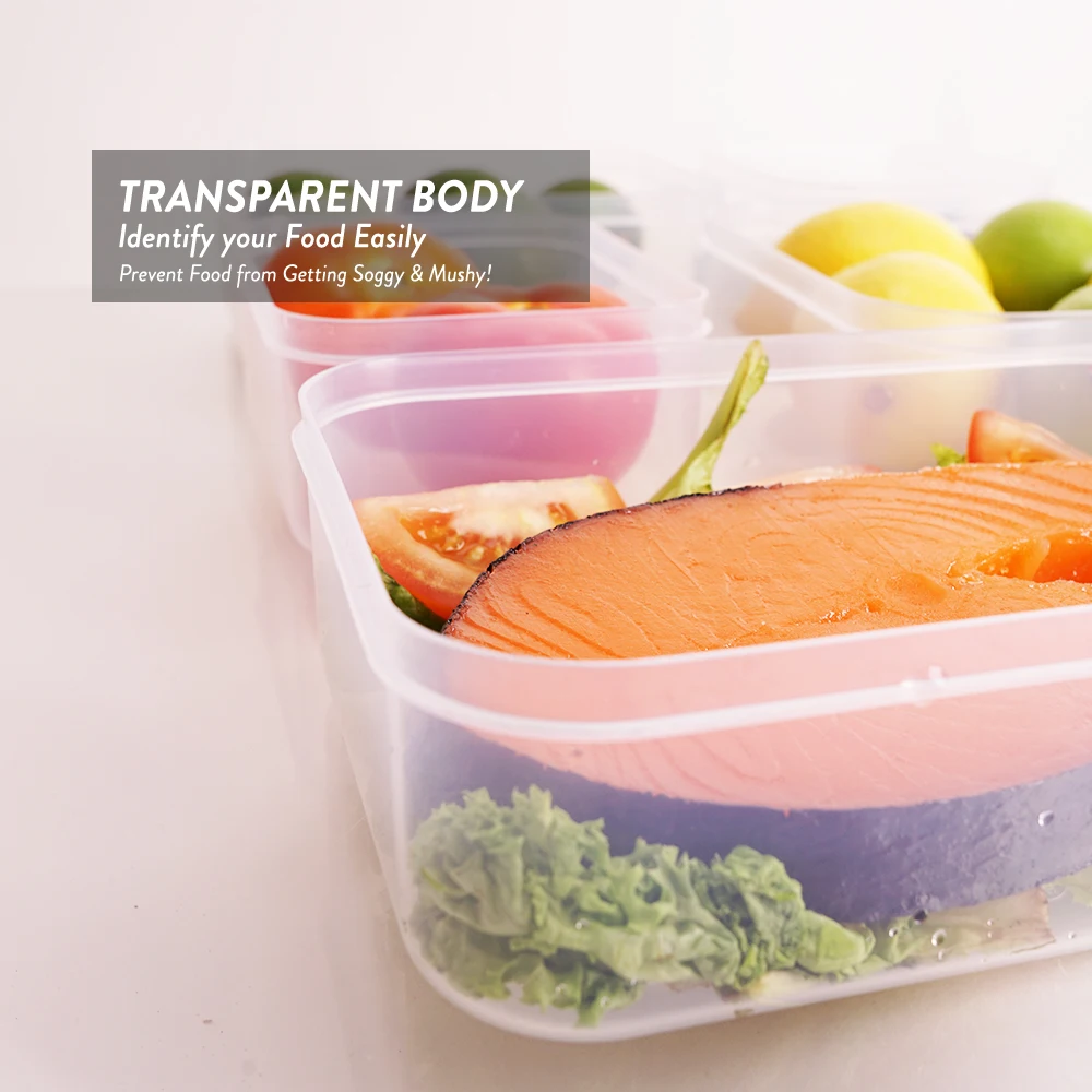 Elianware Clear Transparent Body Plastic Square Fridge Container Storage Box Easily For Placed Seafood and Fruits
