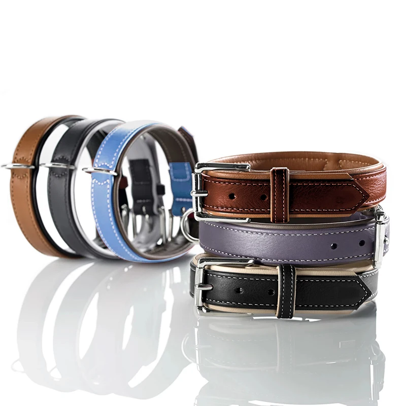 Good Quality Hot Selling Cowhide Pure Leather Dog Collar Leash Lead Set Pet Supplies Wholesale