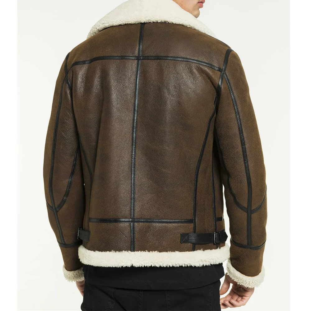 Top quality Outdoor Shearling Jacket For Men/Custom Made Winter Wear Shearling Jacket