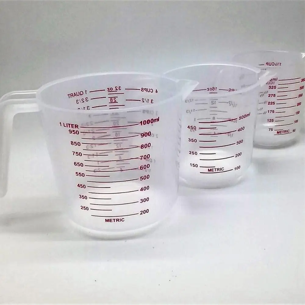 STARWOOD #18SWTT334 set of 3 Plastic Measuring Cup 375ml 500ml 2 cups 1000ml 4 cups PP Kitchen measures jug