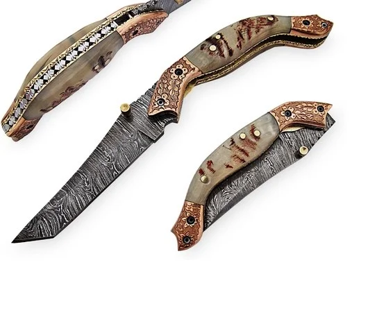 
2021 New Model Unique Style Hot Selling Custom Handmade Damascus steel Folding knife 