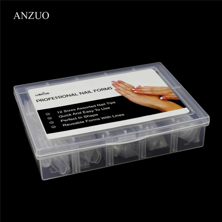 120pcs uv Gel Acrylic Nails Mold Artificial Dual Forms System UV Gel Polish Manicure Tool Nail Extension Form Tips Clear