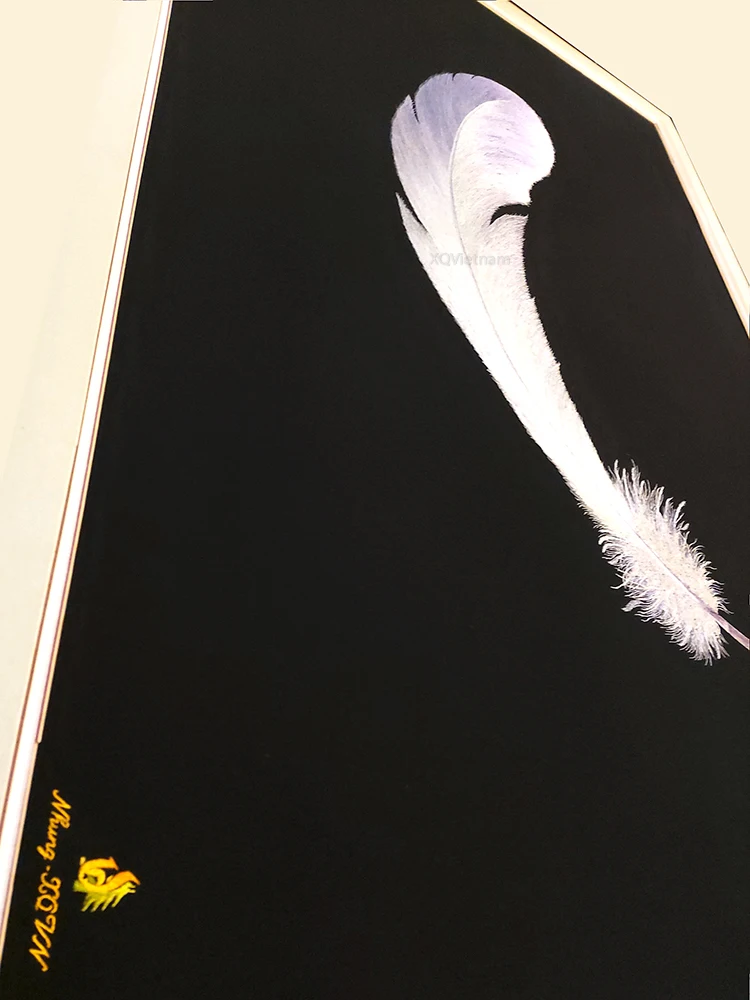 Feather Paintings Place Of The Paradise Still Life Hand Embroidery Artworks in Mordern Style