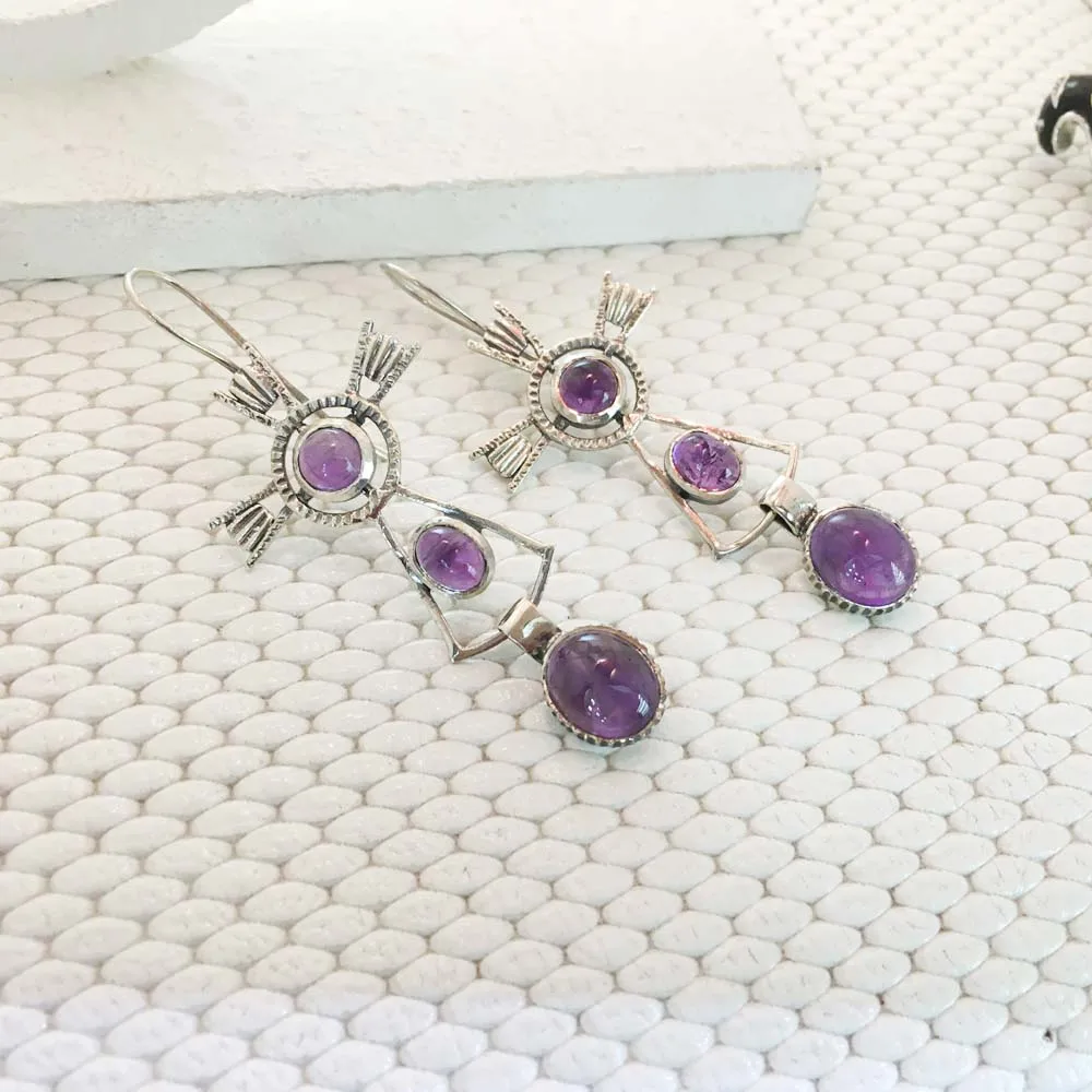 Oxidised Unique & Different Design Earring Pure 925 Sterling Silver Wholesale Price Excellent Quality Amethyst Gemstone Earrings