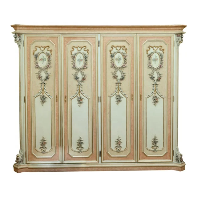 Elegant Imperial Renaissance Italian Style Furniture Classic Bedroom Furniture 6 Doors Wardrobe