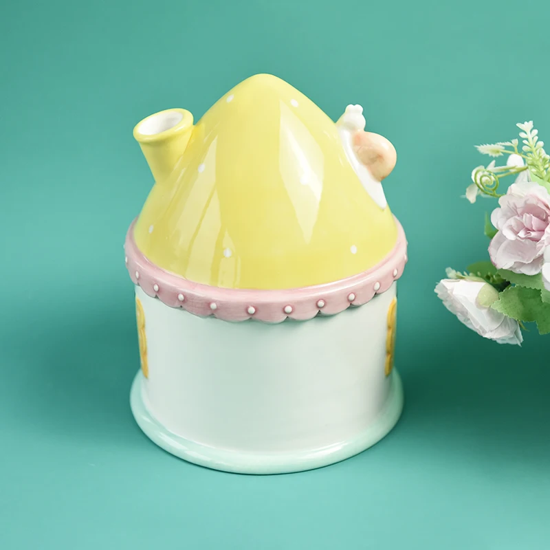 BONWILL Petco Ceramic Mini Pet AnImal Cages And Bath Hamster Hideaway Yellow Mushroom Shaped