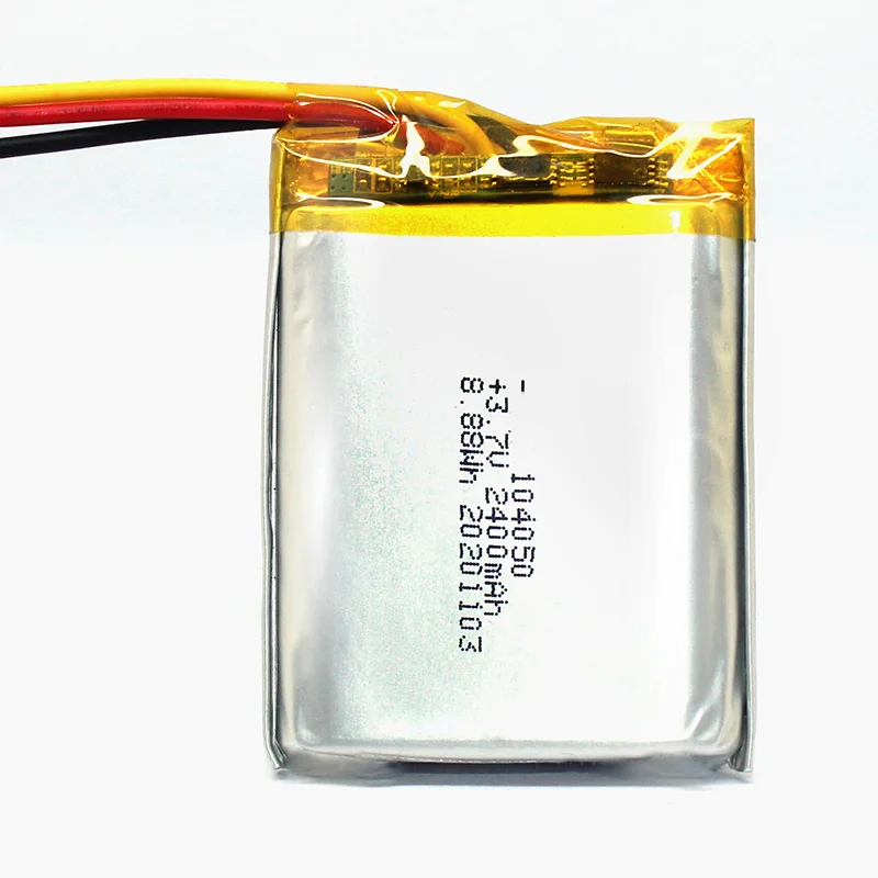 2400mah Large Capacity Lipo Battery 104050 3.7v 8.88wh Rechargeable Lithium Polymer Battery With Jst Connector
