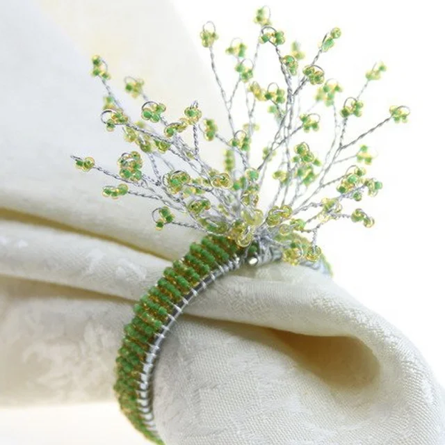 Wholesale Acrylic Napkin Rings with Plastic Color Beads Flower for Table Decoration in Wedding Party at Low Price & MOQ
