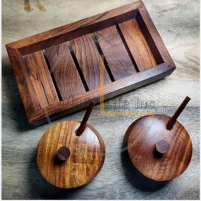 Handmade Vintage Life Inc Condiment Set Salt Condiment Bowl Breakfast Set Wooden Condiment Se Salt and Pepper Bowl Spice Jar Wooden Wood Bulk Quantity