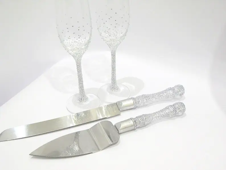 Stylish Birthday Cake Server and Knife Latest Design Stainless Steel Silverware Kitchenware Dessert Tabletop Flatware Set