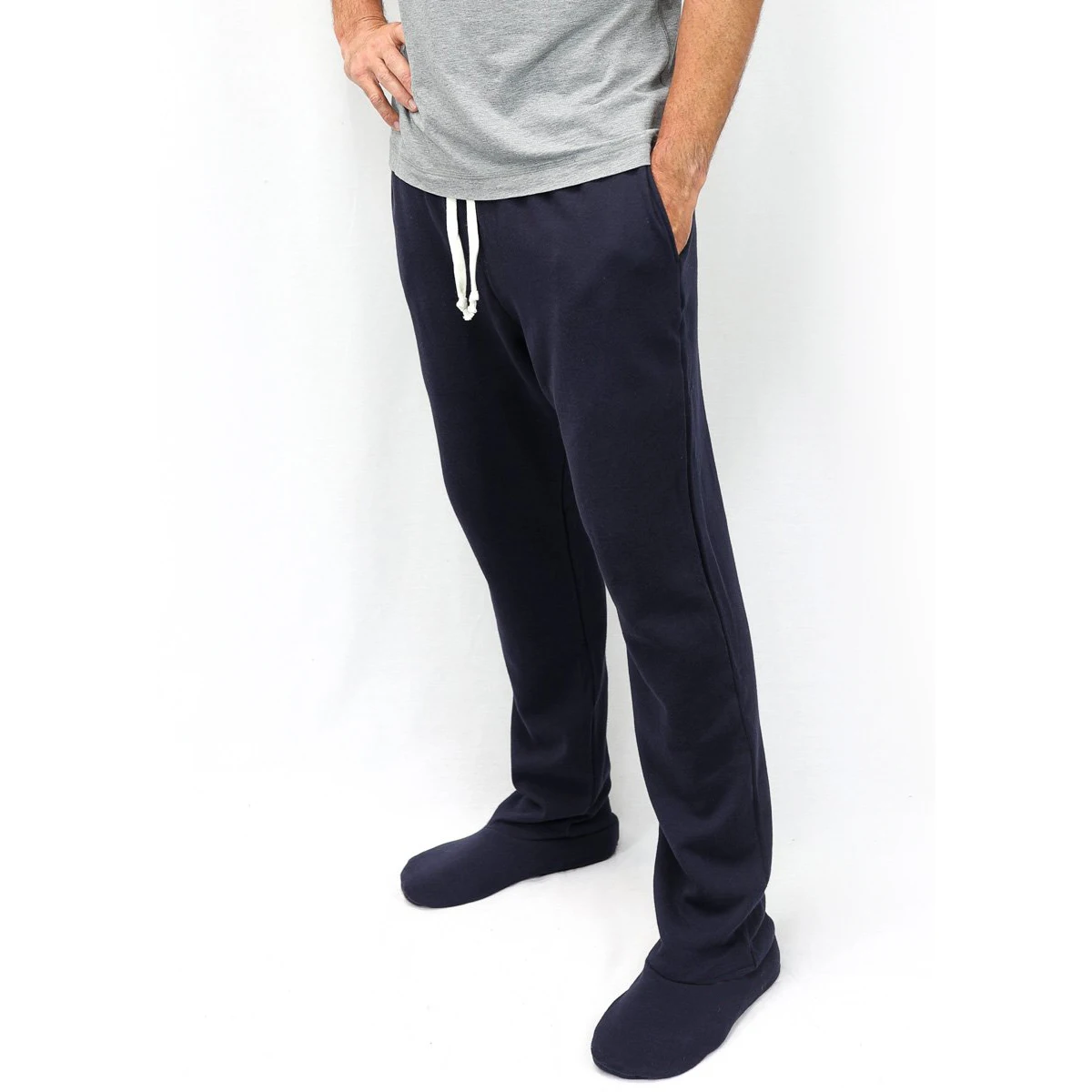 soft and comfortable sweatpants with feet cotton Sherpa lined sweat pant men custom logo lounge wear clothing unisex trouser