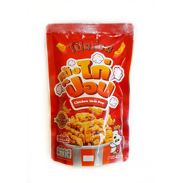 Хрустящая Жареная куриная кожа Poygai со вкусом Pop Tom Ням 42 г. Высшее качество из Таиланда на экспорт 100%