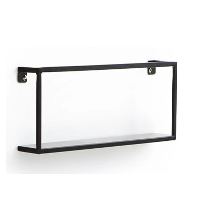 Wood Metal Frame Wall Shelf