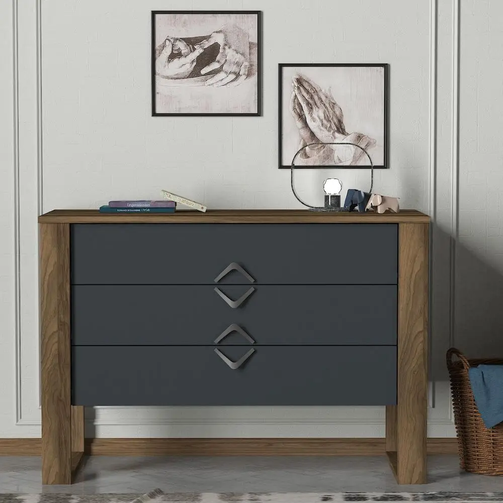 Exclusive Bumerang Wooden Bedroom Furniture Chest of Drawers Wood Walnut Anthracite