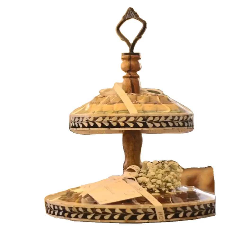 
wood and mop inlay chocolate cake stand handmade stand luxury cake stand hot selling 