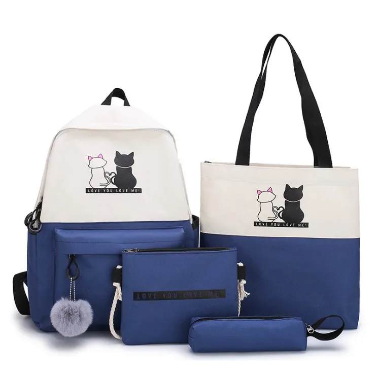 China supplier Korean style light weight leisure backpack 4 pieces school set backpack bag for girls students