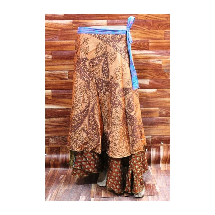 Factory Direct Sale Sari Wrap Skirt Printed Ladies Wrap Skirt Double Layered Assorted Skirts Floral Pattern for Women