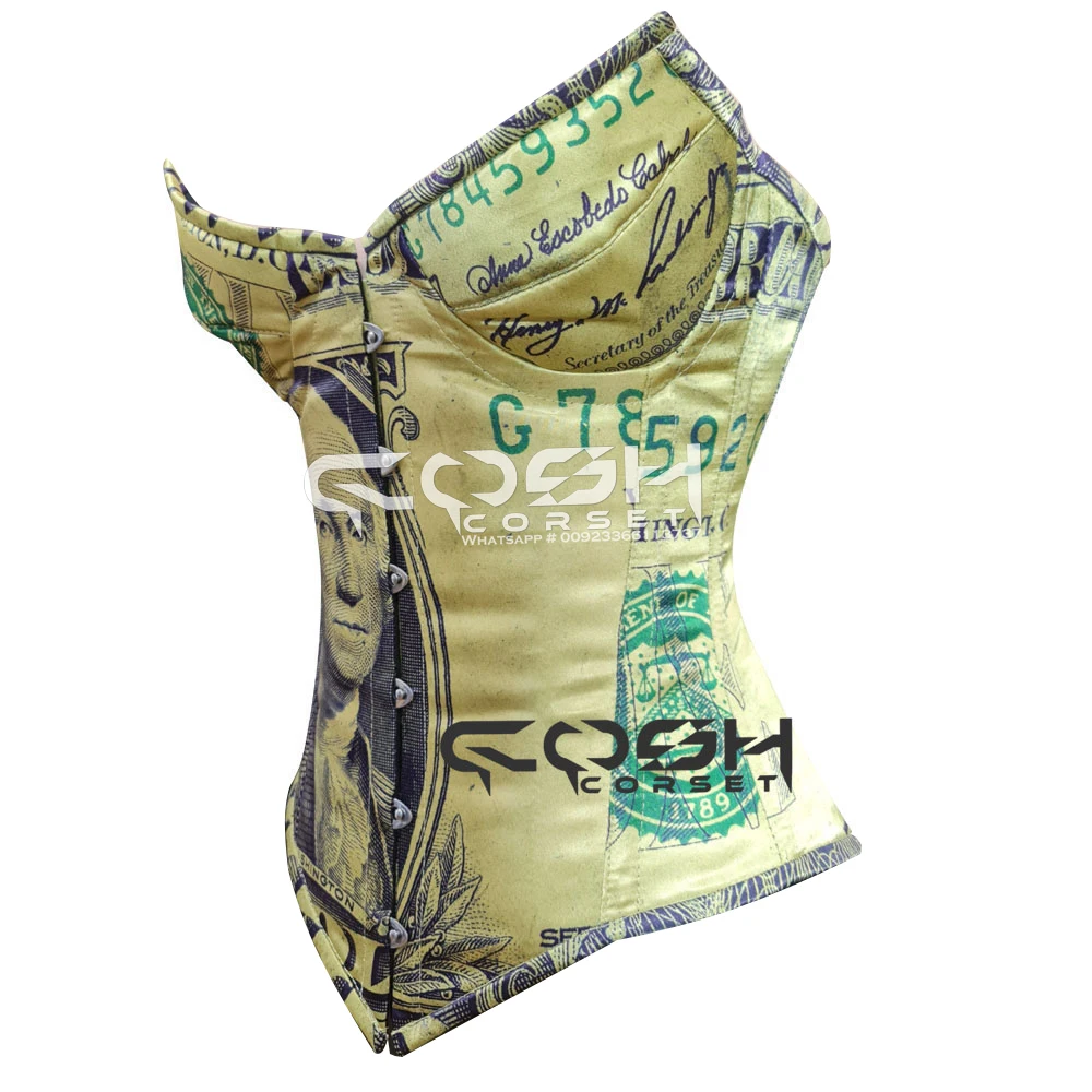 Wholesale New Arrival Best Selling Body Adjustable Shaper Digital Printed Sublimated Party Wear Satin Corset With pointy Cup