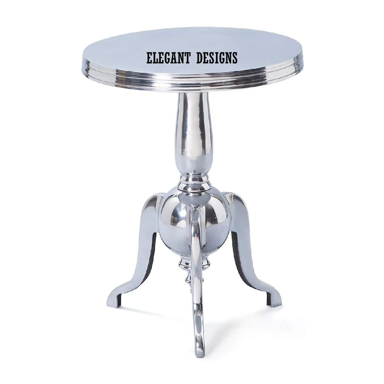 Круглый стол для дома с посеребренным покрытием, высококачественный алюминиевый античный металлический кофейный столик с тремя ножками (1600151806728)