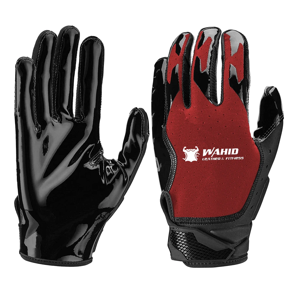 Reflex Enhancing Ball Catching Synthetic Leather Silicon Palm Grip with Backside Lycra Rugby Gloves Rugby Receiver Sports Gloves