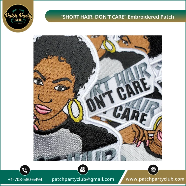 Во всем мире продаются «короткие волосы не заботятся» нашивки с вышивкой по оптовой цене