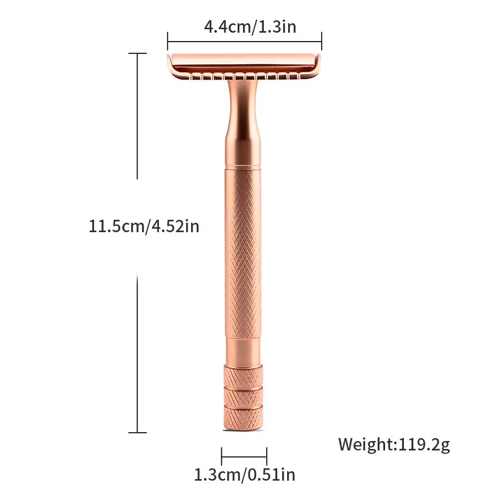Double Edge Safety Razor for Men Safety Shaving Razor , Fits All Double Edge Razor Blades (Rose Gold)