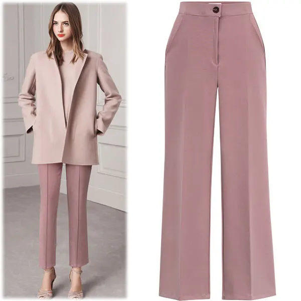 OEM Manufacturer Wide Pants High Waist Office Casual Pants Ladies Office Trousers