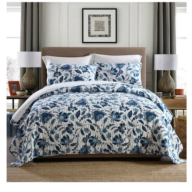 Grey color coverlet bed spread set from Indian manufacturer 100% Organic cotton GOTS Certified