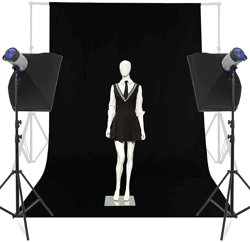 Black Professional Backdrop for Background Photography Background Stand for Photo Light Studio Accurate Size 6 x 9 Feet