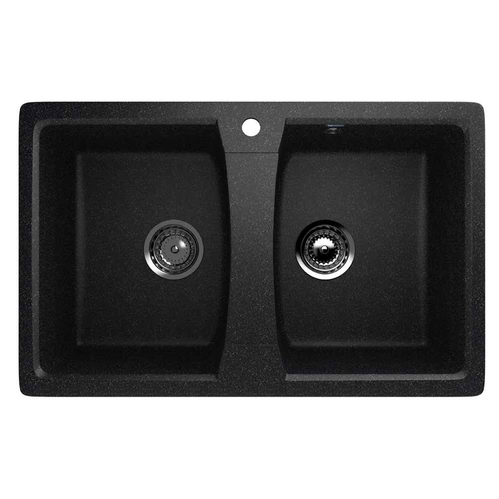 Durable composite kitchen sink ULGRAN U-402 with mixer tap hole, stone sink