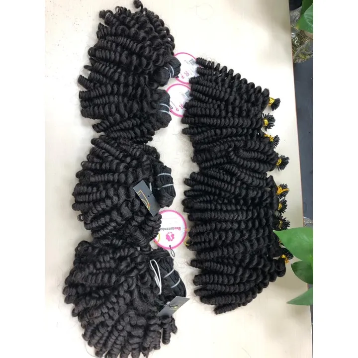 Cuticle Aligned double machine weft itip bonding kinky curly full ends raw Brazilian Virgin Human Hair grade 12A no shedding