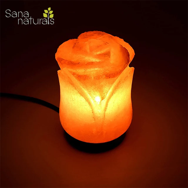 Розовая Гималайская солевая лампа в форме тюльпана