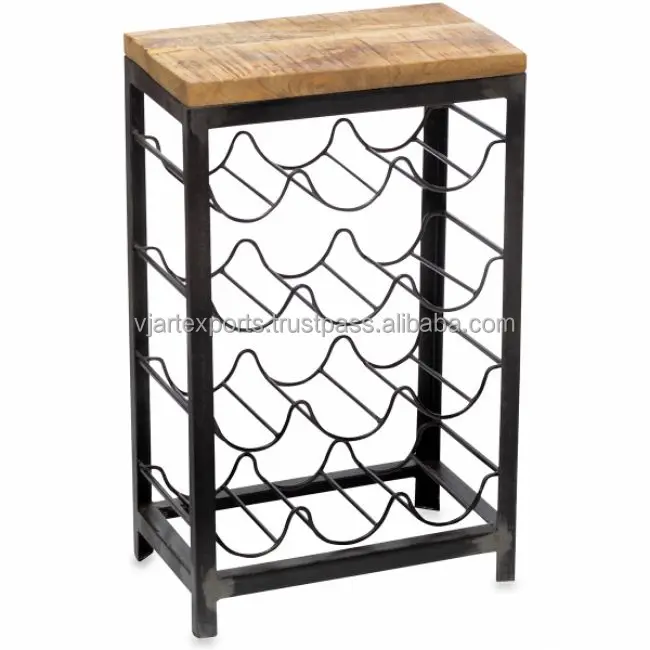 Home Decor Furniture Indian Classic Elegant Furniture Iron Metal Wine Bottle Holder For 12 Bottle