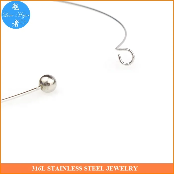 Choker Necklace for Women Stainless Steel Silver Wire Choker Collar Bead Clasps