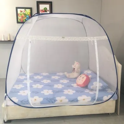 Квадратная самоизвлекающаяся москитная сетка Бесплатная установка всплывающая двойная кровать размер королевы из Вьетнама