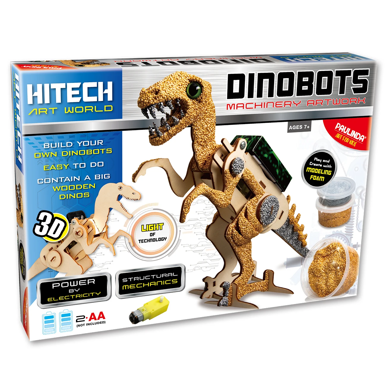 Paulinda Educational Creative Handmade Innoxious HITECH Wooden Dinobot Kit Modeling Foam Clay