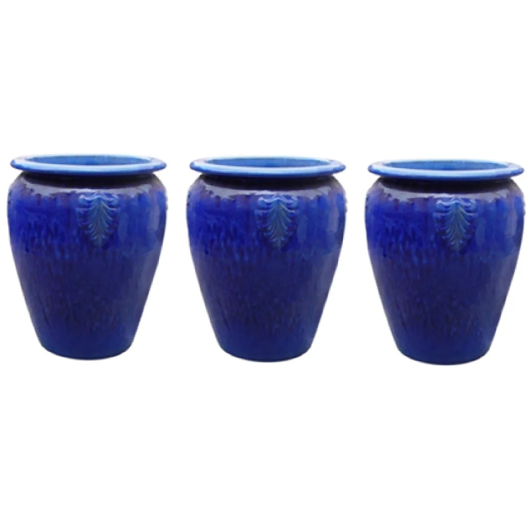 
High Quality Blue Ceramic Glazed Flower Pots Garden Vases For Garden Decoration 