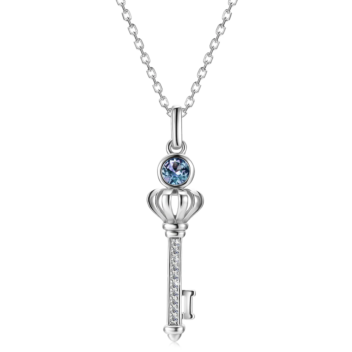 2021 New Silver 925 Color Change Stone Alexandrite Jewelry Crown Key Pendant Necklace For Women Destiny Jewellery