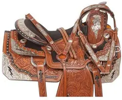 Star International Genuine Leather Western Pleasure Show Horse Saddle Tack Set Headstall, Breast Collar & Reins