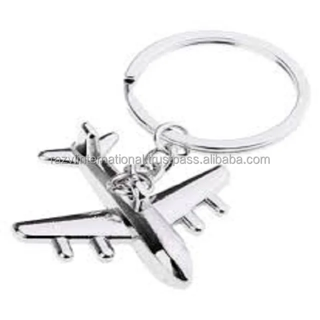 Handmade metal aluminium airplane shape key ring