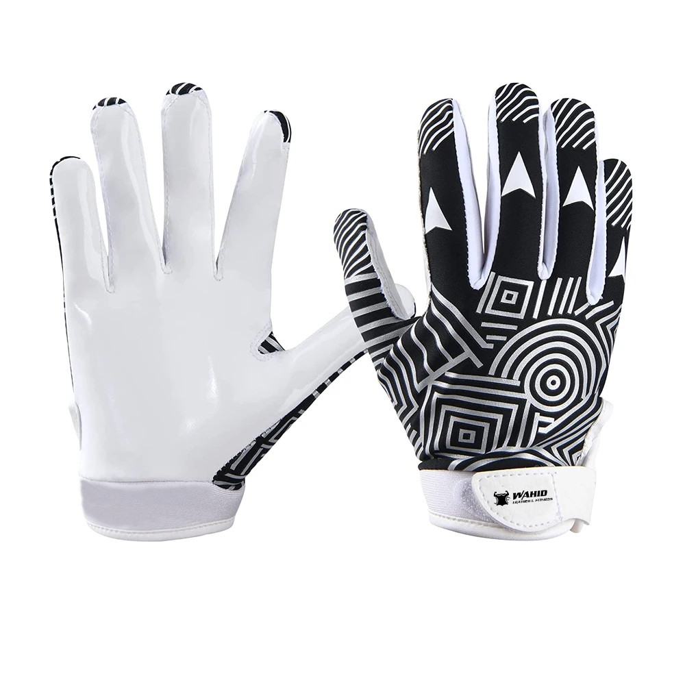 Ultra-Durable & Breathable Synthetic Leather Silicon Palm Grip with Backside Lycra Rugby Gloves Rugby Receiver Sports Gloves