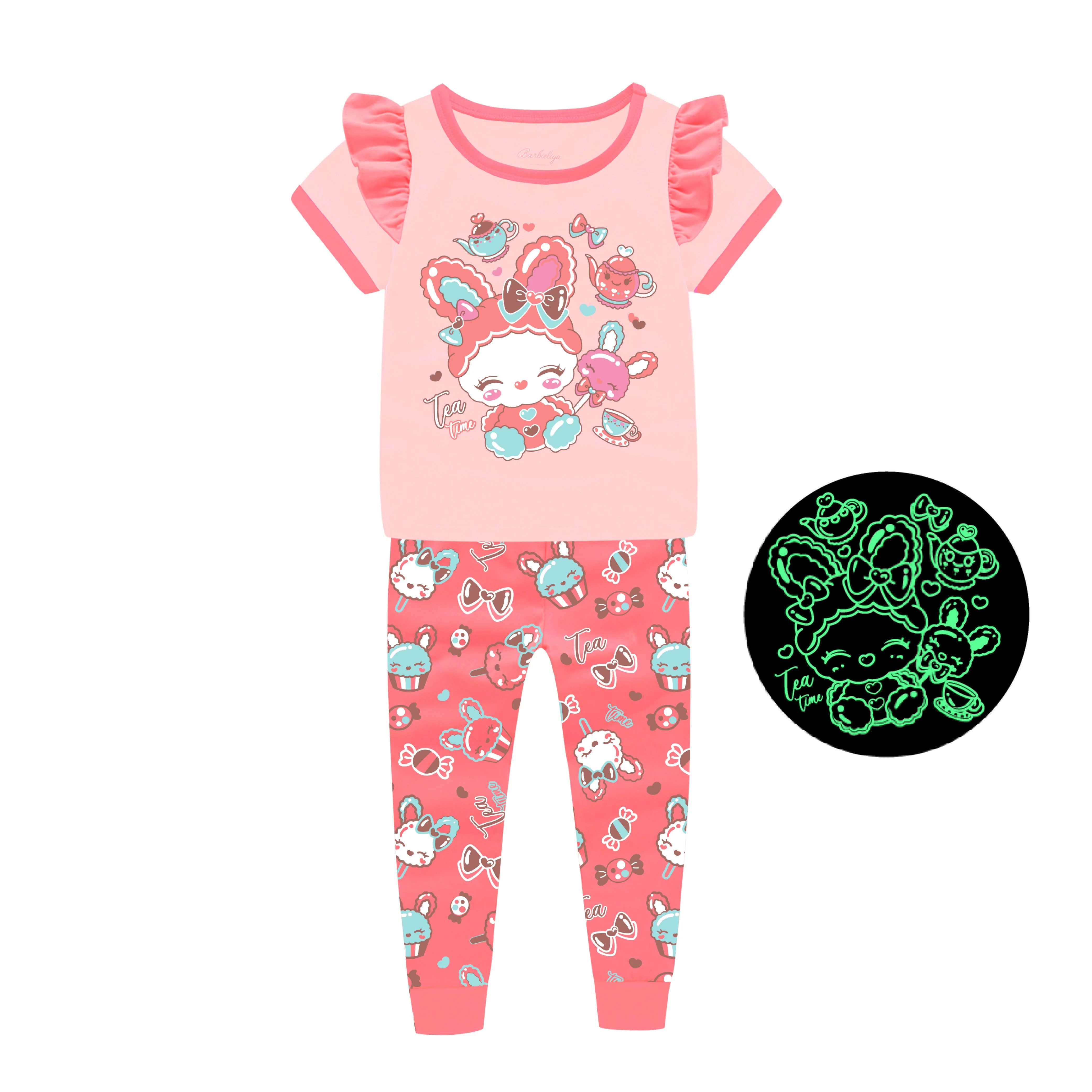 
Girls Nighties cartoon pajamas glow in the dark Kids Pyjamas 
