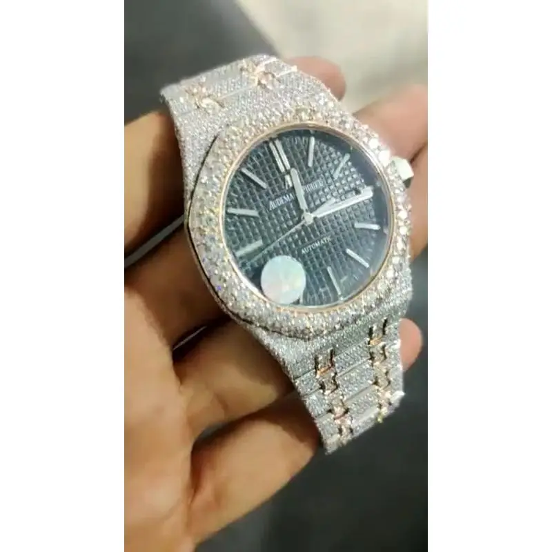 Часы мужские водонепроницаемые браслеты из нержавеющей стали чистого бриллианта роскошные