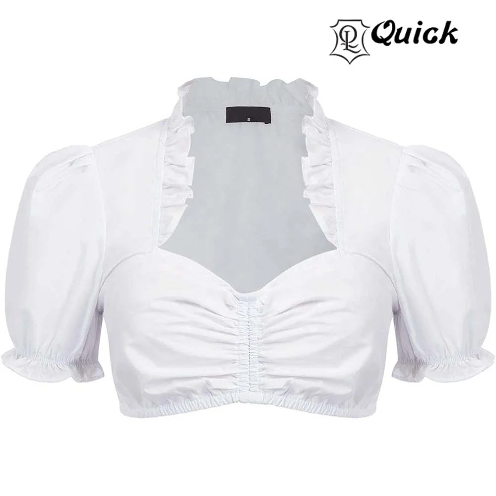 Women German Oktoberfest Costumes 3 Pcs Bavarian Dirndl Dresses Mini Drindl Frock With Blouses