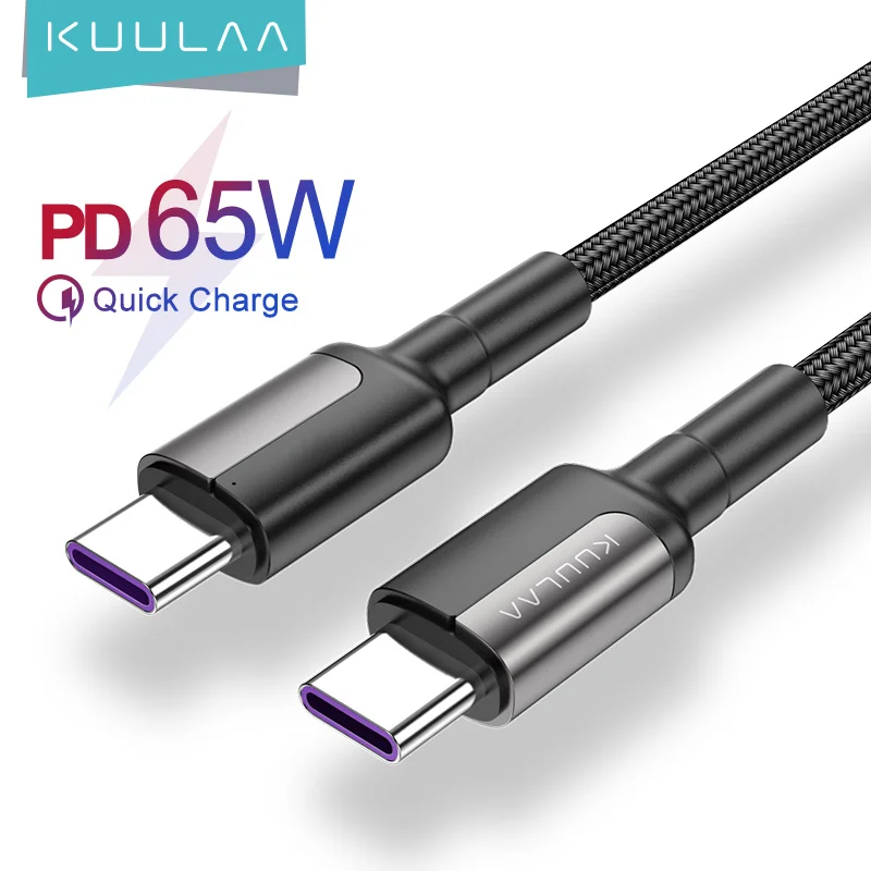 2022 New type c to type c pd 65W charging usb cable braided mobile phone fast charging usb charger cable