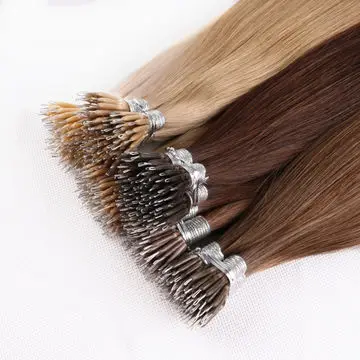 Natural Straight Blond Keratin Tip Hair Extension Nano rings Virgin Hair