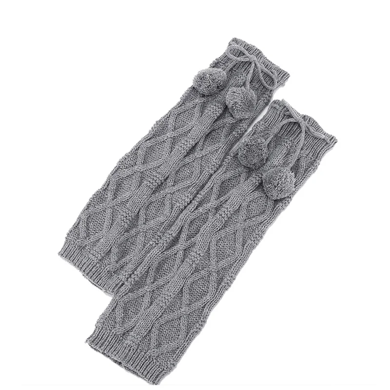 
Knitteed warm acrylic women fashion thigh high extra long boot leg warmer with ball 