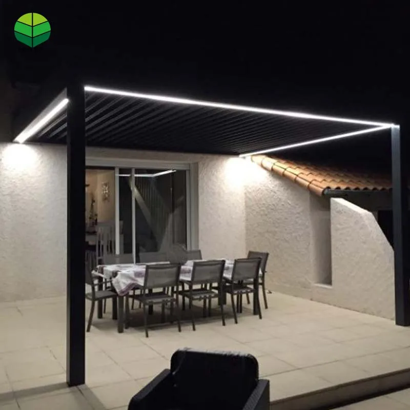 Luxury outdoor garden gazebo bioclimatic aluminium pergola with inner LED light