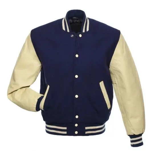 Bulk baseball varsity jacket faux leather sleeves patch logo letterman jacket unisex varsity jacket