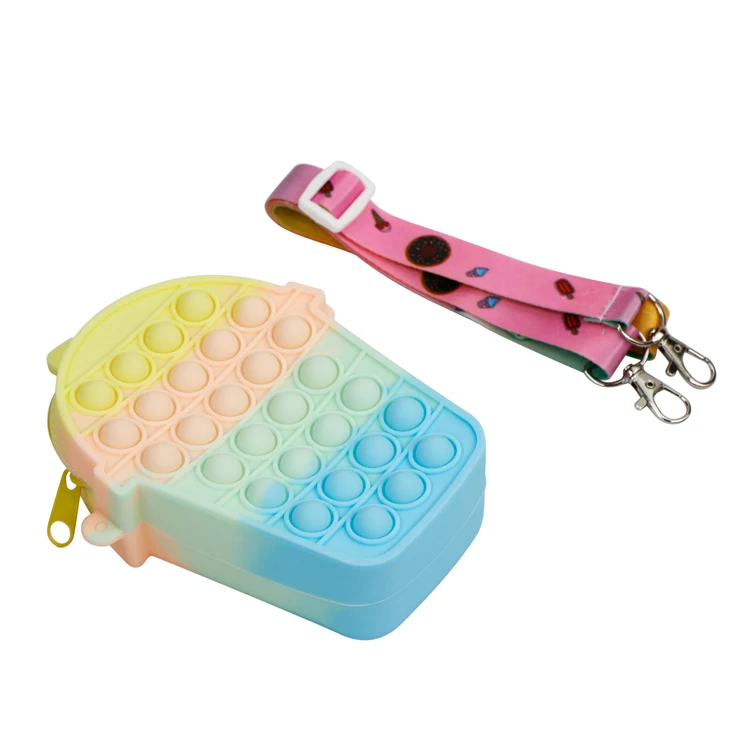 amazon hot sale pop push crossbody bag, fidget toy stress relief purse wallet bag, pop it stationery bag organizer for school